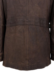 Brown logo button leather jacket