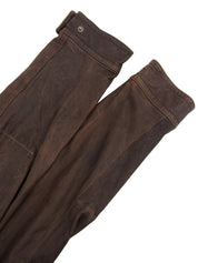 Brown logo button leather jacket