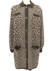 ウールレオパードパターンカーディガン ブラウン