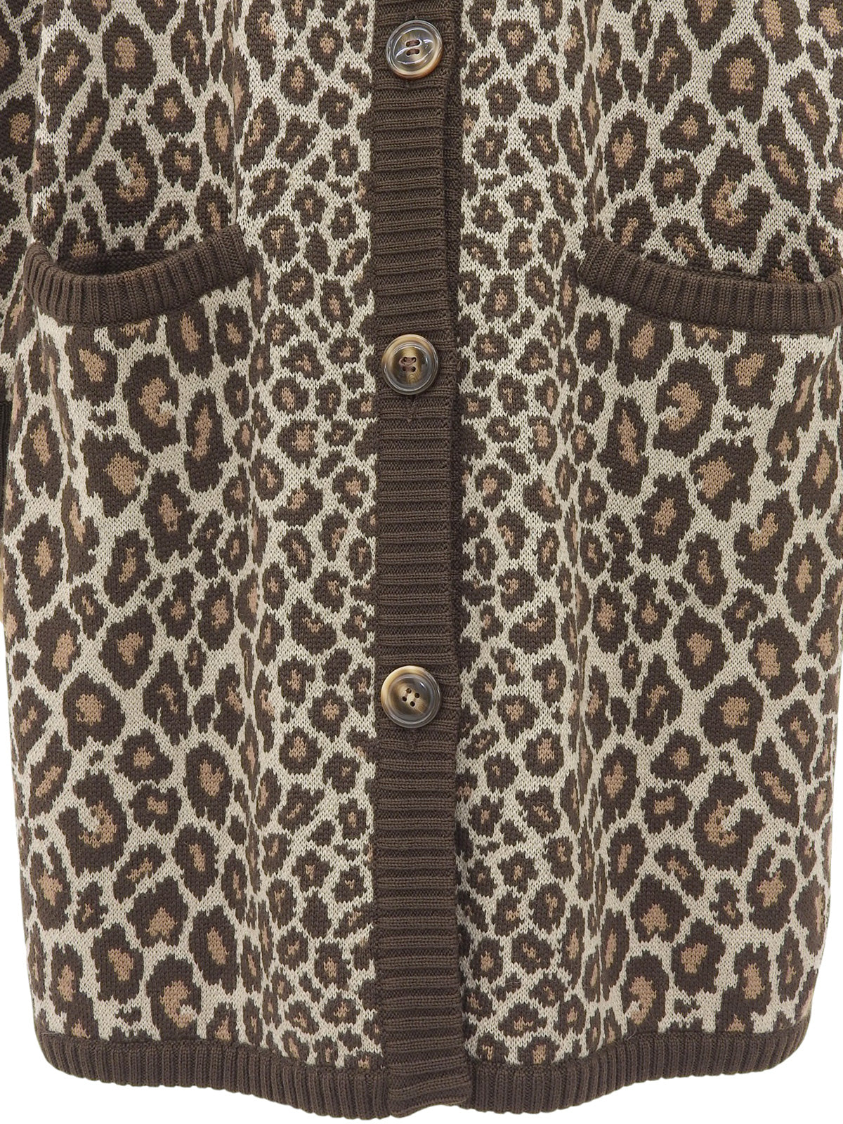 ウールレオパードパターンカーディガン ブラウン