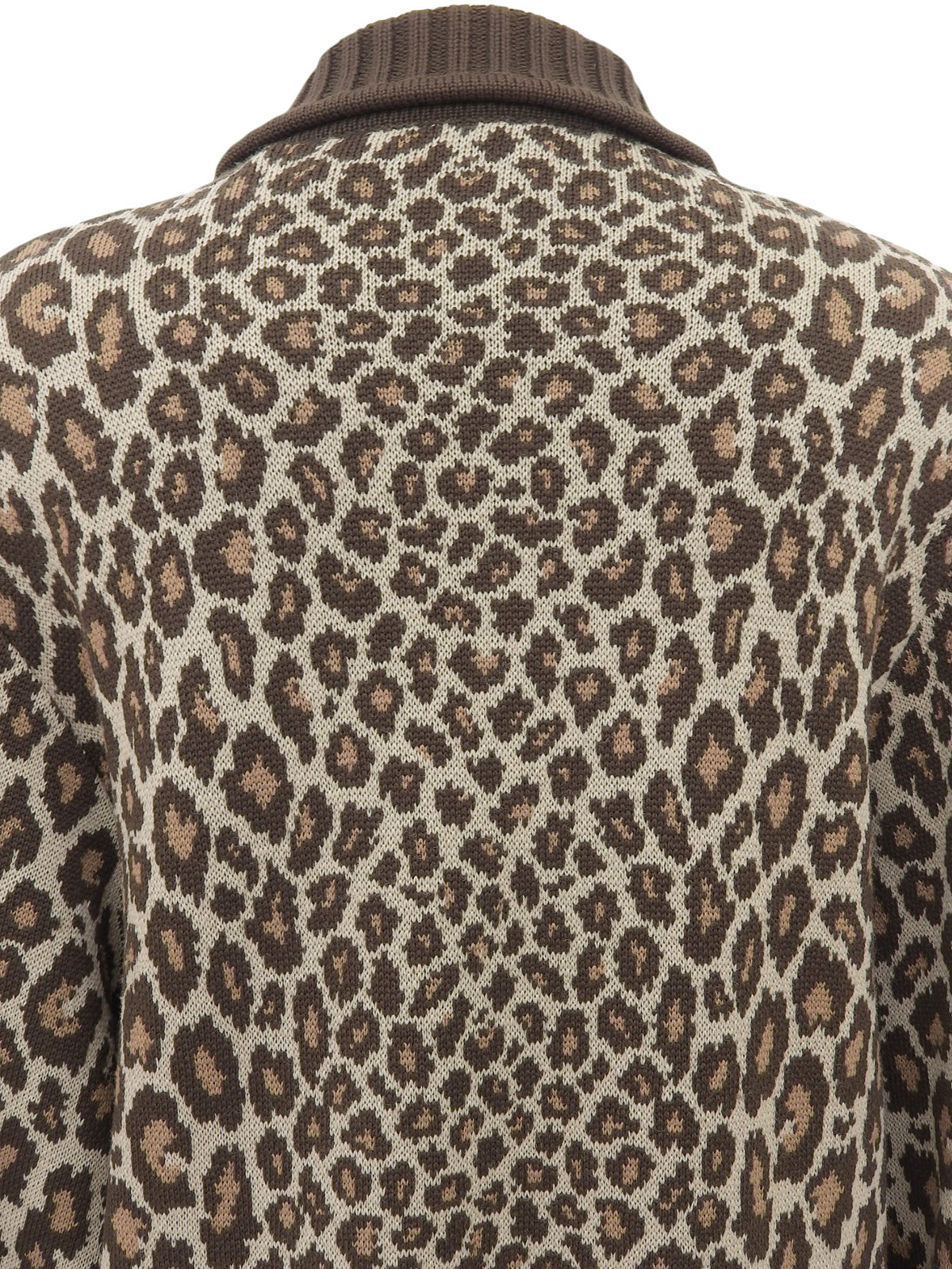 ウールレオパードパターンカーディガン ブラウン