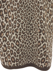 ウールレオパードパターンカーディガン ブラウン