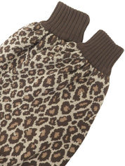 ウールレオパードパターンカーディガン ブラウン