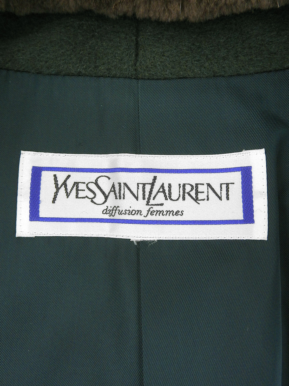 ビーバーファーウールコンビロングコート グリーン/ブラウン