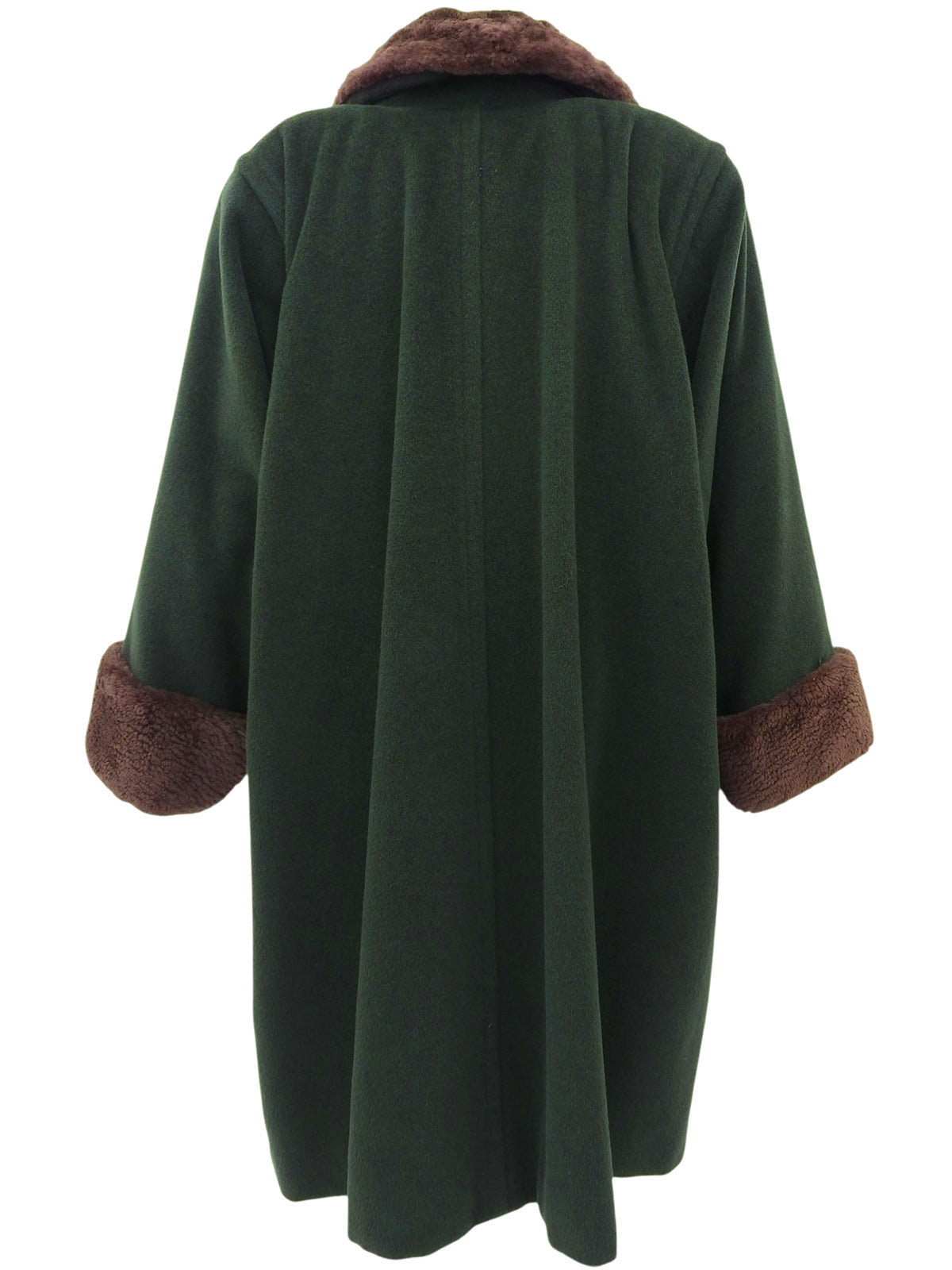 ビーバーファーウールコンビロングコート グリーン/ブラウン