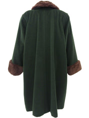 ビーバーファーウールコンビロングコート グリーン/ブラウン