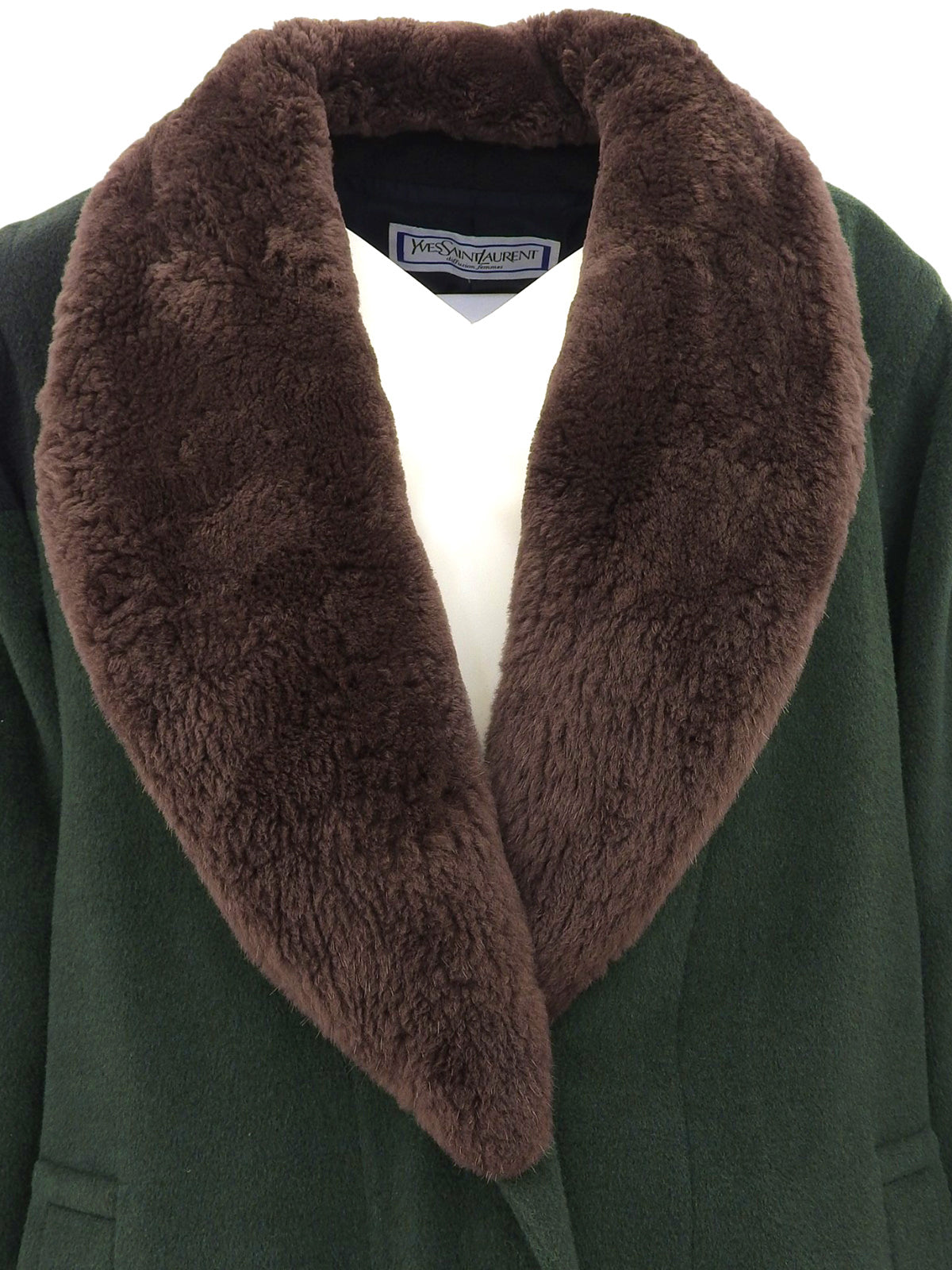 ビーバーファーウールコンビロングコート グリーン/ブラウン