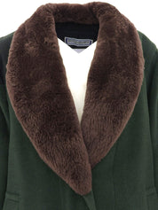 ビーバーファーウールコンビロングコート グリーン/ブラウン