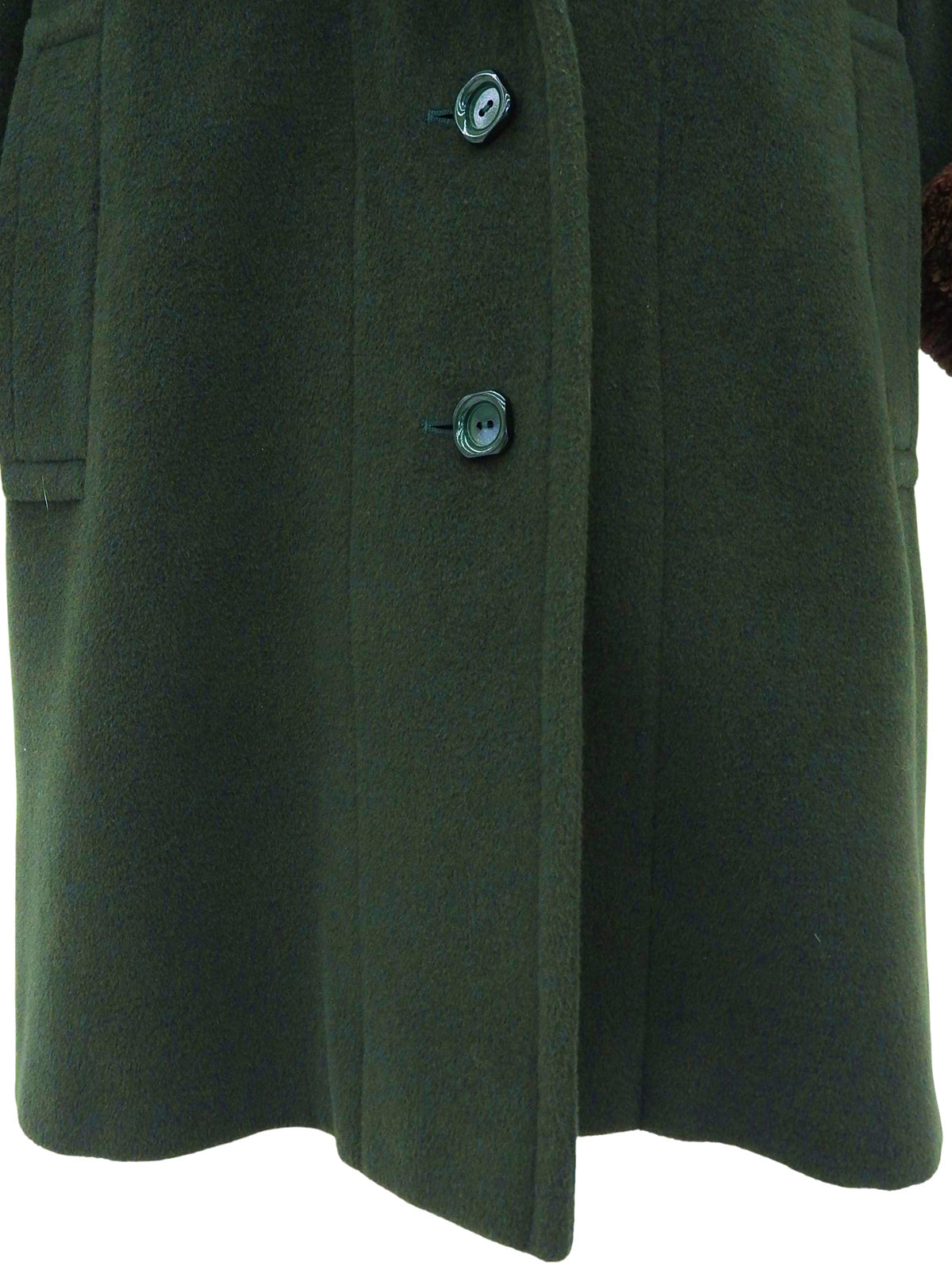 ビーバーファーウールコンビロングコート グリーン/ブラウン