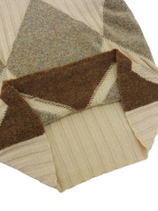 ウールダイヤパターン半袖タートルネックニットトップス ベージュ/ブラウン