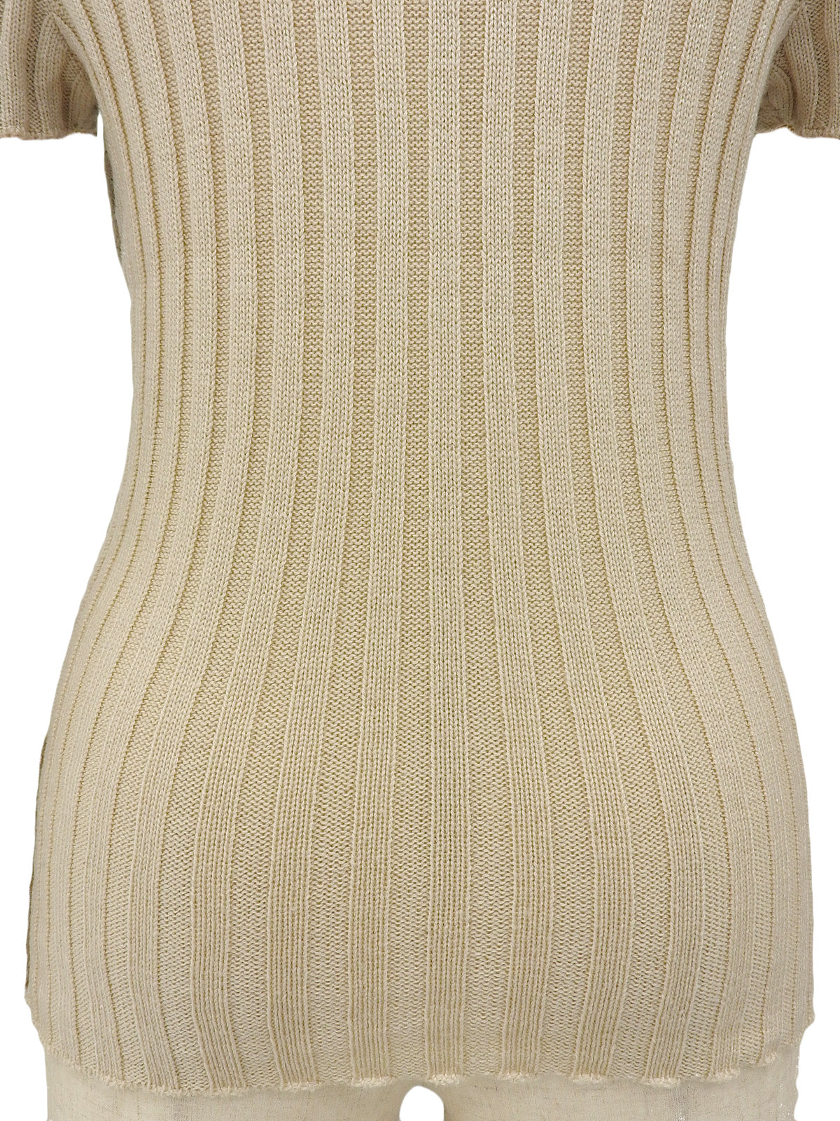 ウールダイヤパターン半袖タートルネックニットトップス ベージュ/ブラウン