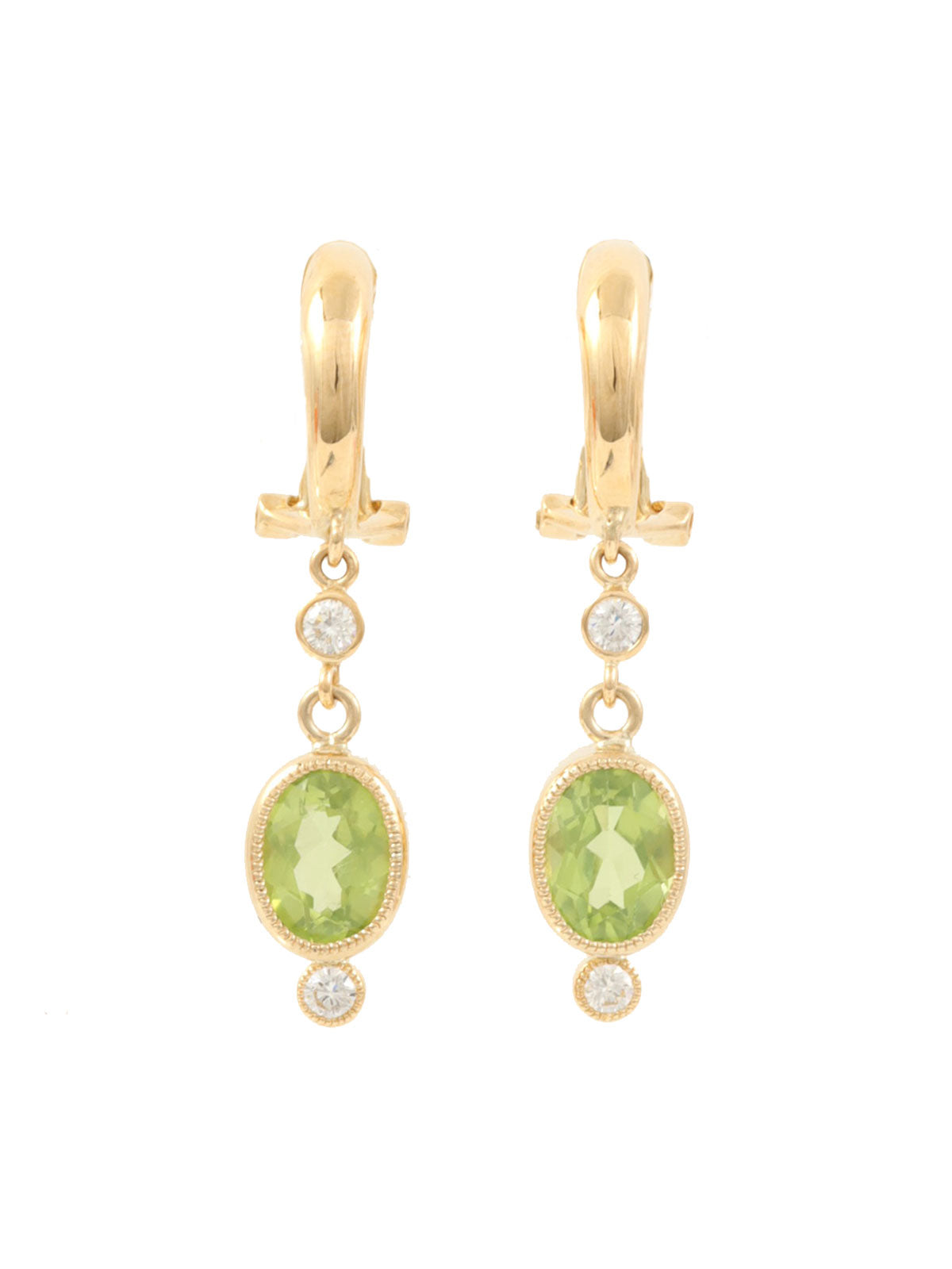 18K Peridot Oval Swing Earrings in Gold/Light Green