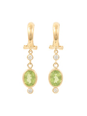 18K Peridot Oval Swing Earrings in Gold/Light Green