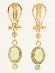18K Peridot Oval Swing Earrings in Gold/Light Green