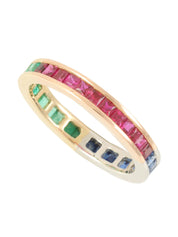 18Kプラチナエメラルドダイヤモンドデザインリング　ゴールド/シルバー/マルチ