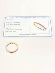 18Kプラチナエメラルドダイヤモンドデザインリング　ゴールド/シルバー/マルチ