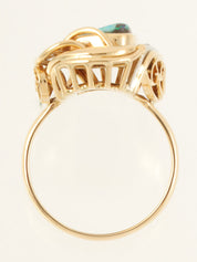 18Kダイヤモンドブラックオパールデザインリング　ゴールド／グリーン