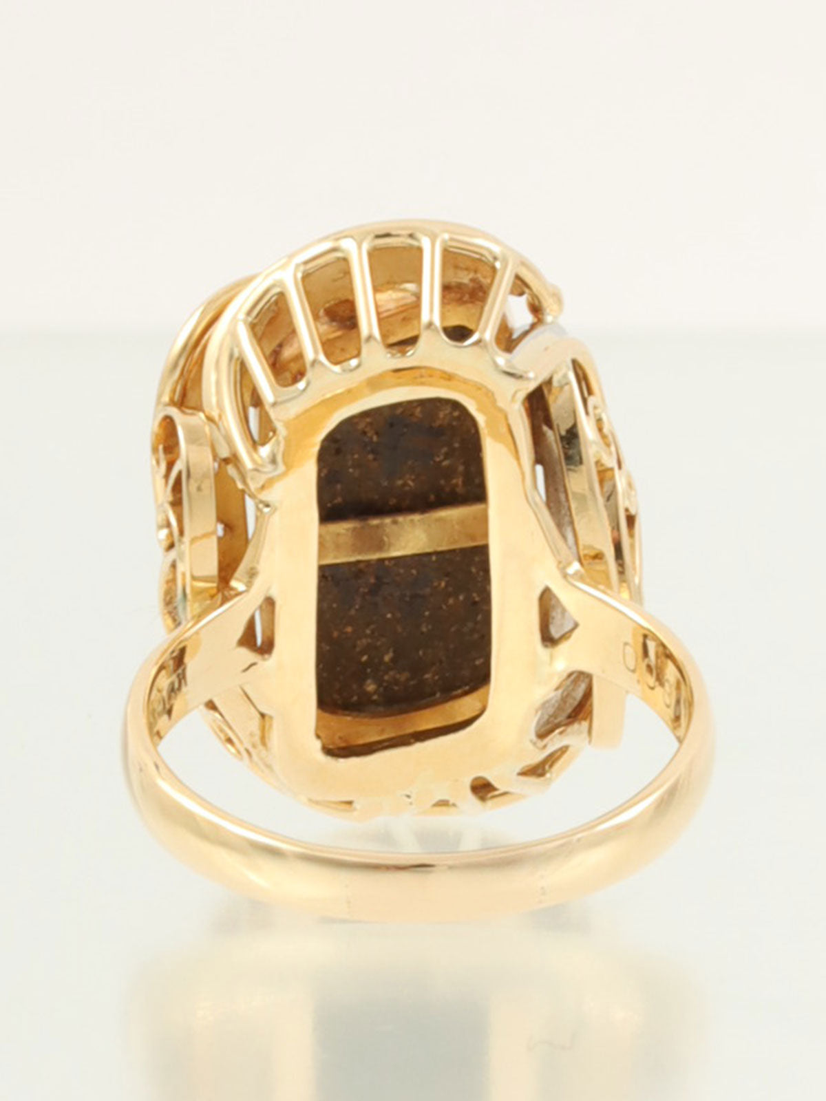 18Kダイヤモンドブラックオパールデザインリング　ゴールド／グリーン