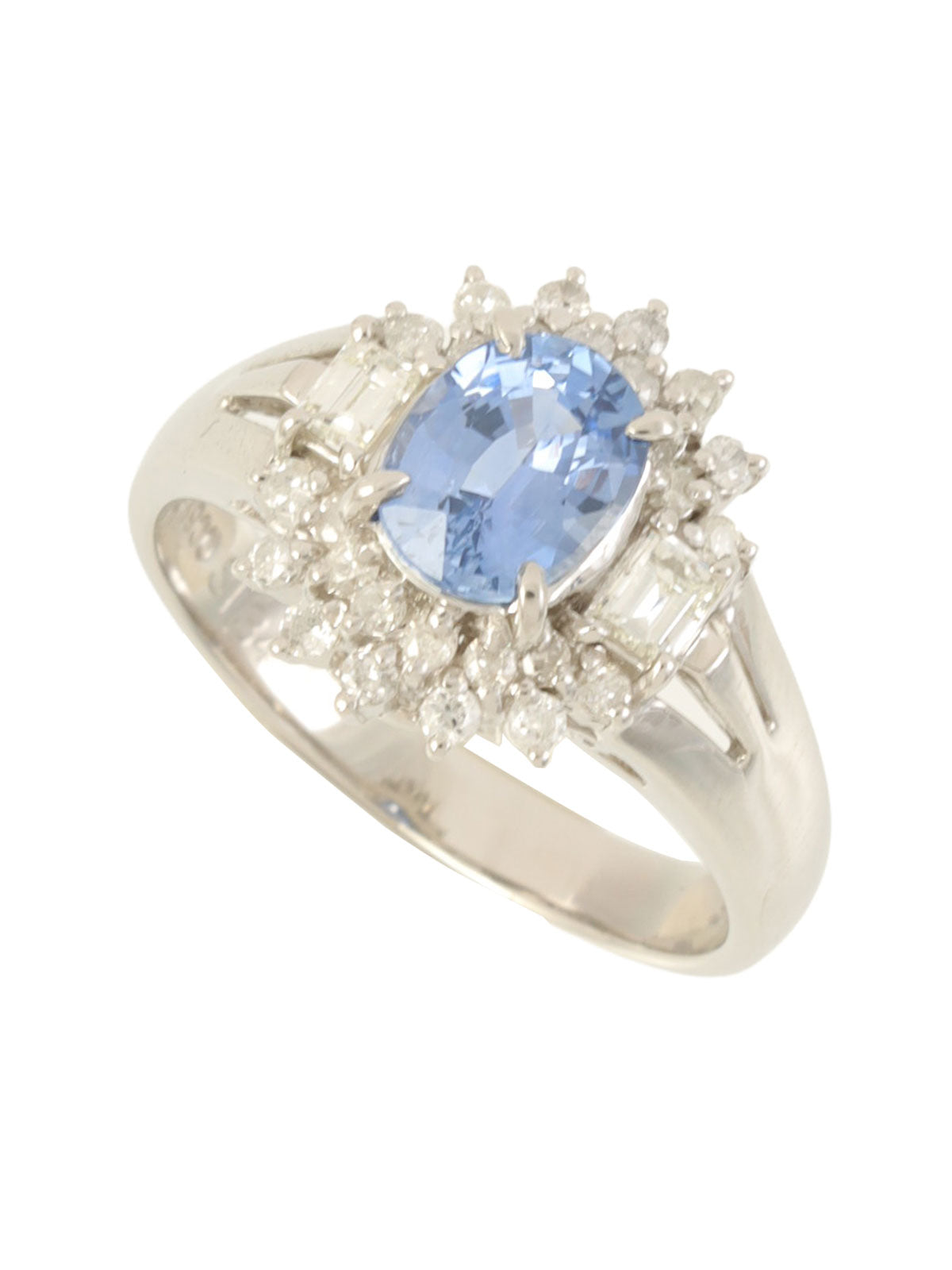 プラチナサファイアダイヤモンドリング　シルバー/ブルー