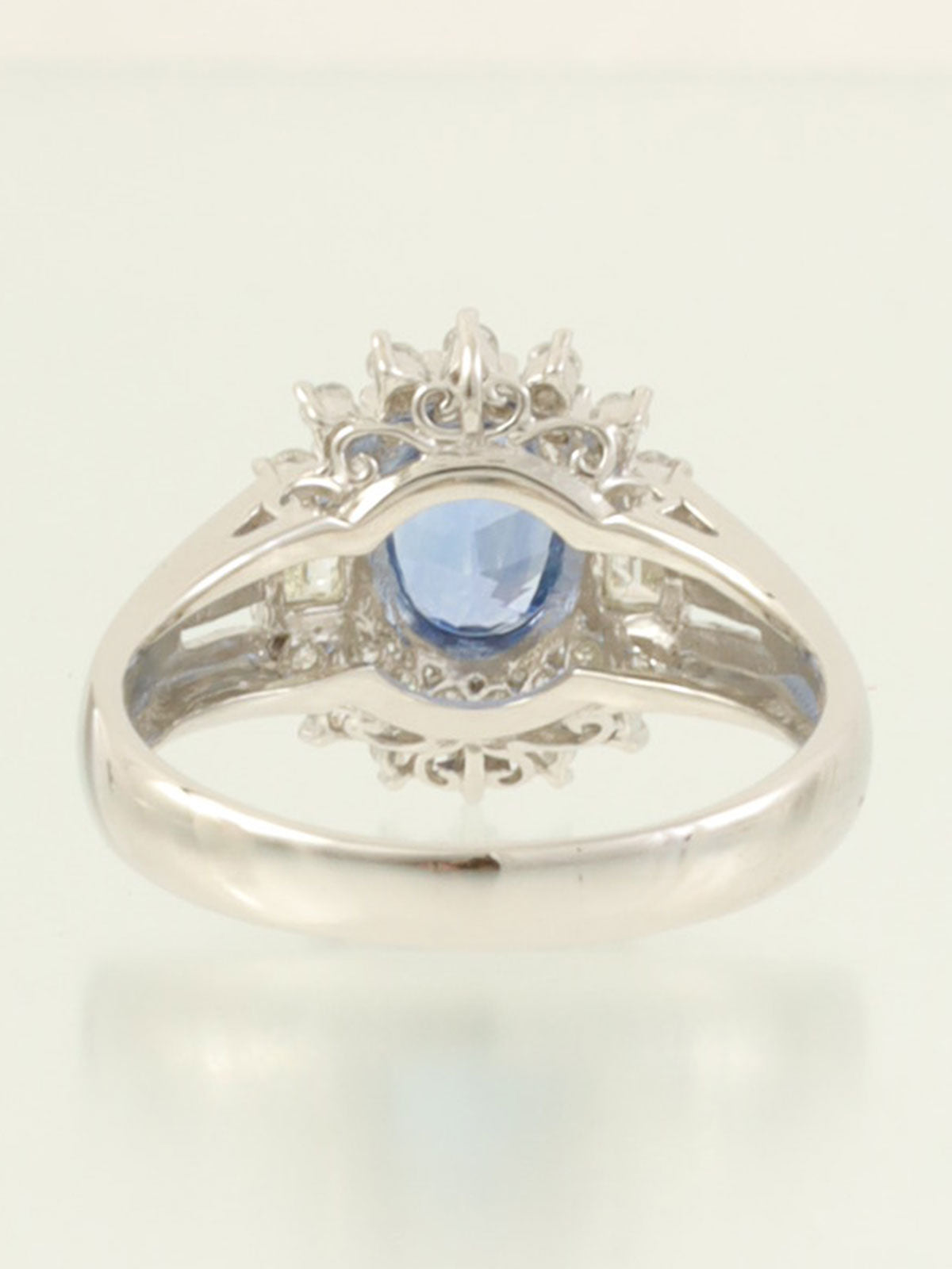 Platinum Sapphire Diamond Ring in Silver/Blue