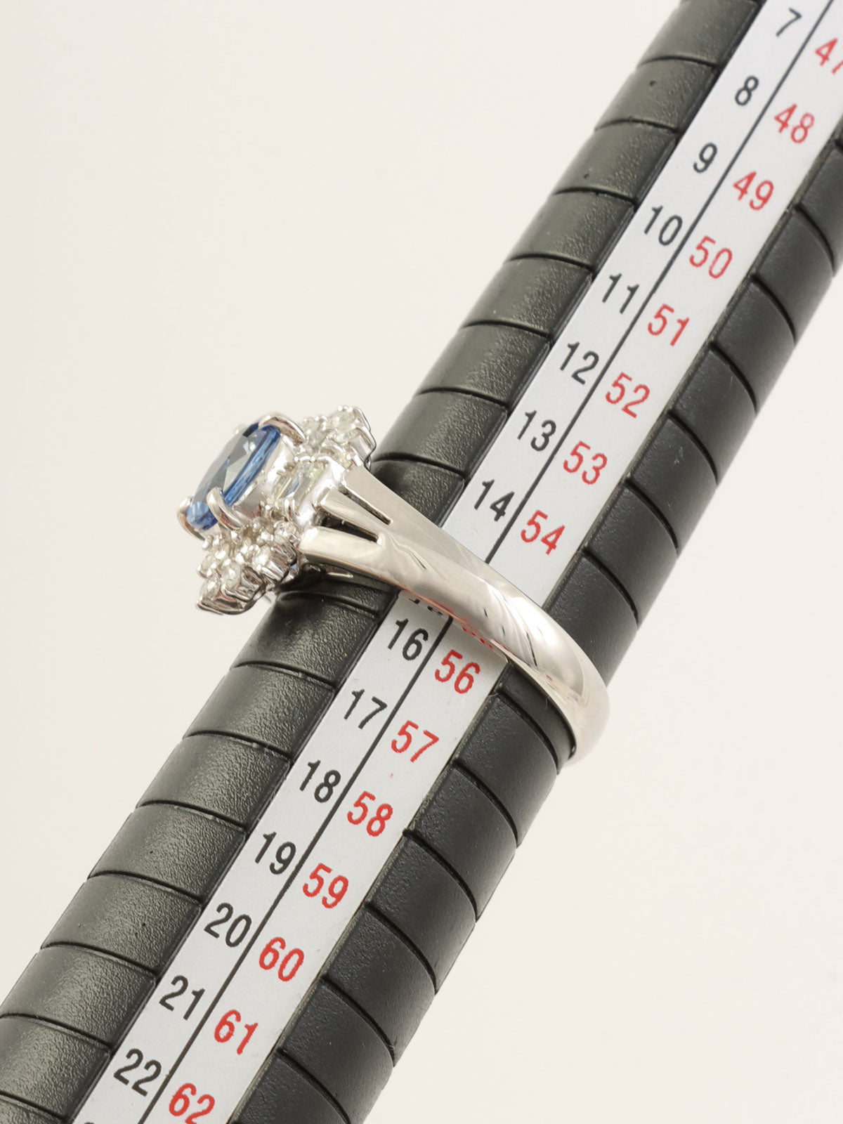 Platinum Sapphire Diamond Ring in Silver/Blue
