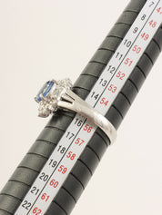 Platinum Sapphire Diamond Ring in Silver/Blue