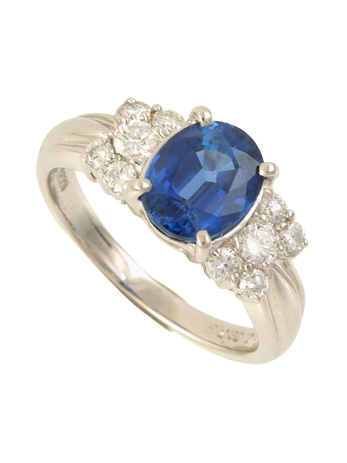 プラチナサファイアダイヤモンドデザインリング シルバー/ブルー