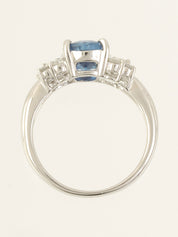 プラチナサファイアダイヤモンドデザインリング シルバー/ブルー