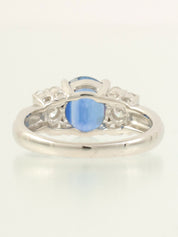 プラチナサファイアダイヤモンドデザインリング シルバー/ブルー