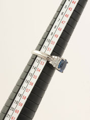 プラチナサファイアダイヤモンドデザインリング シルバー/ブルー