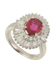 プラチナルビーダイヤモンドリング レッド/シルバー