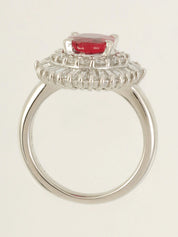 プラチナルビーダイヤモンドリング レッド/シルバー