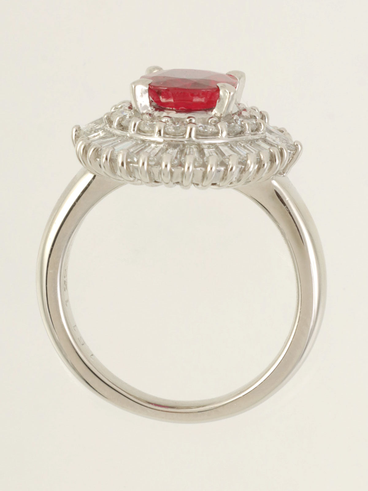 プラチナルビーダイヤモンドリング レッド/シルバー