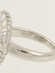 プラチナルビーダイヤモンドリング レッド/シルバー