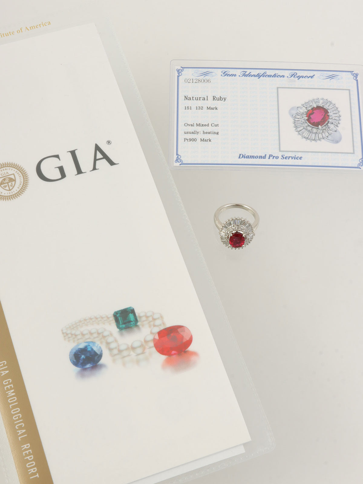 プラチナルビーダイヤモンドリング レッド/シルバー