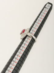 プラチナルビーダイヤモンドリング レッド/シルバー