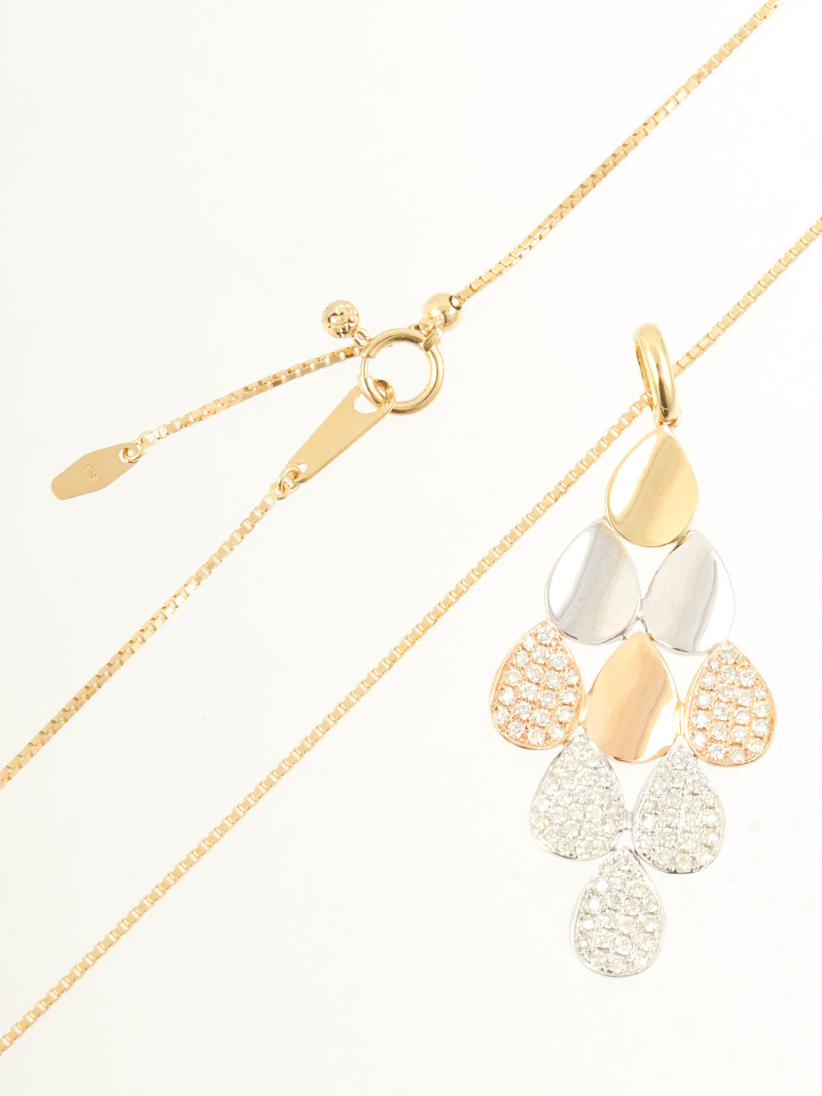 18Kダイヤモンドドロップモチーフネックレス ゴールド/ピンク/シルバー