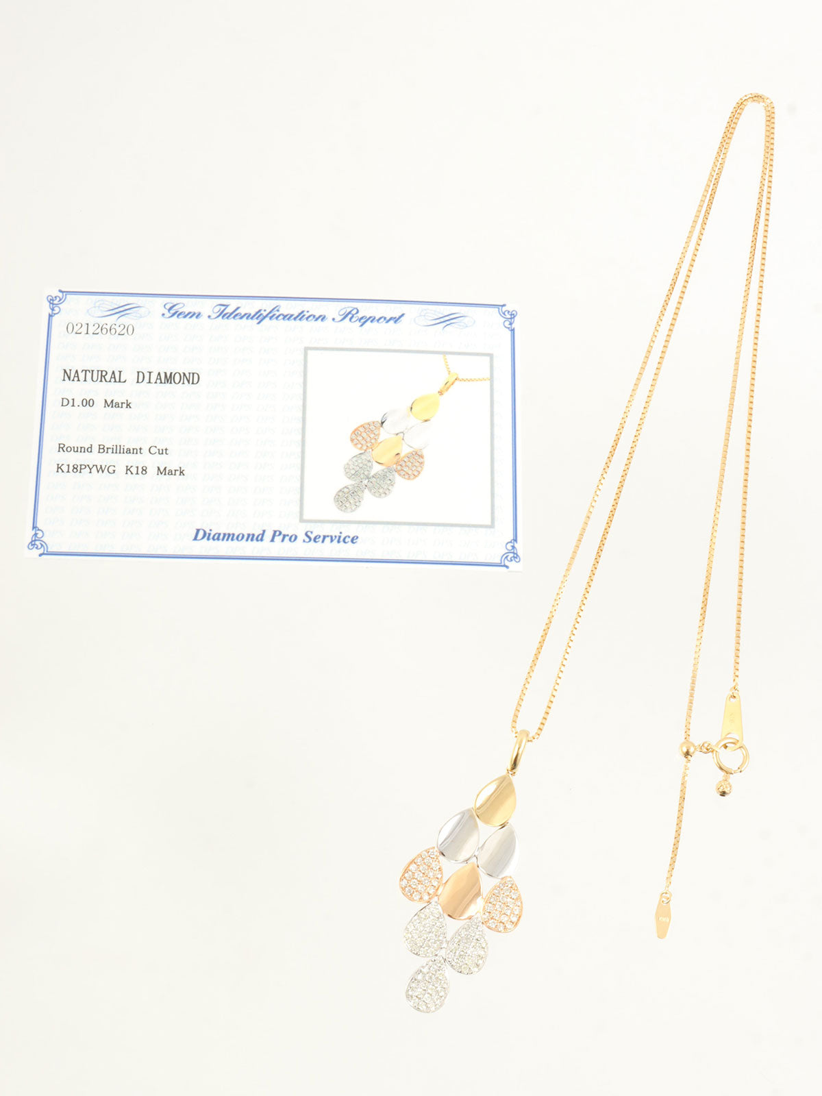 18Kダイヤモンドドロップモチーフネックレス ゴールド/ピンク/シルバー