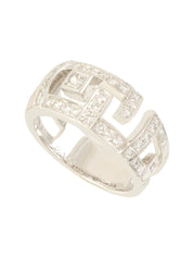 18K Diamond Design Cut Ring Silver