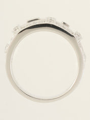 18K Diamond Design Cut Ring Silver