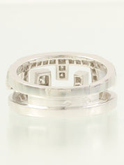 18K Diamond Design Cut Ring Silver