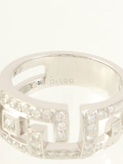 18K Diamond Design Cut Ring Silver