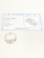 18K Diamond Design Cut Ring Silver