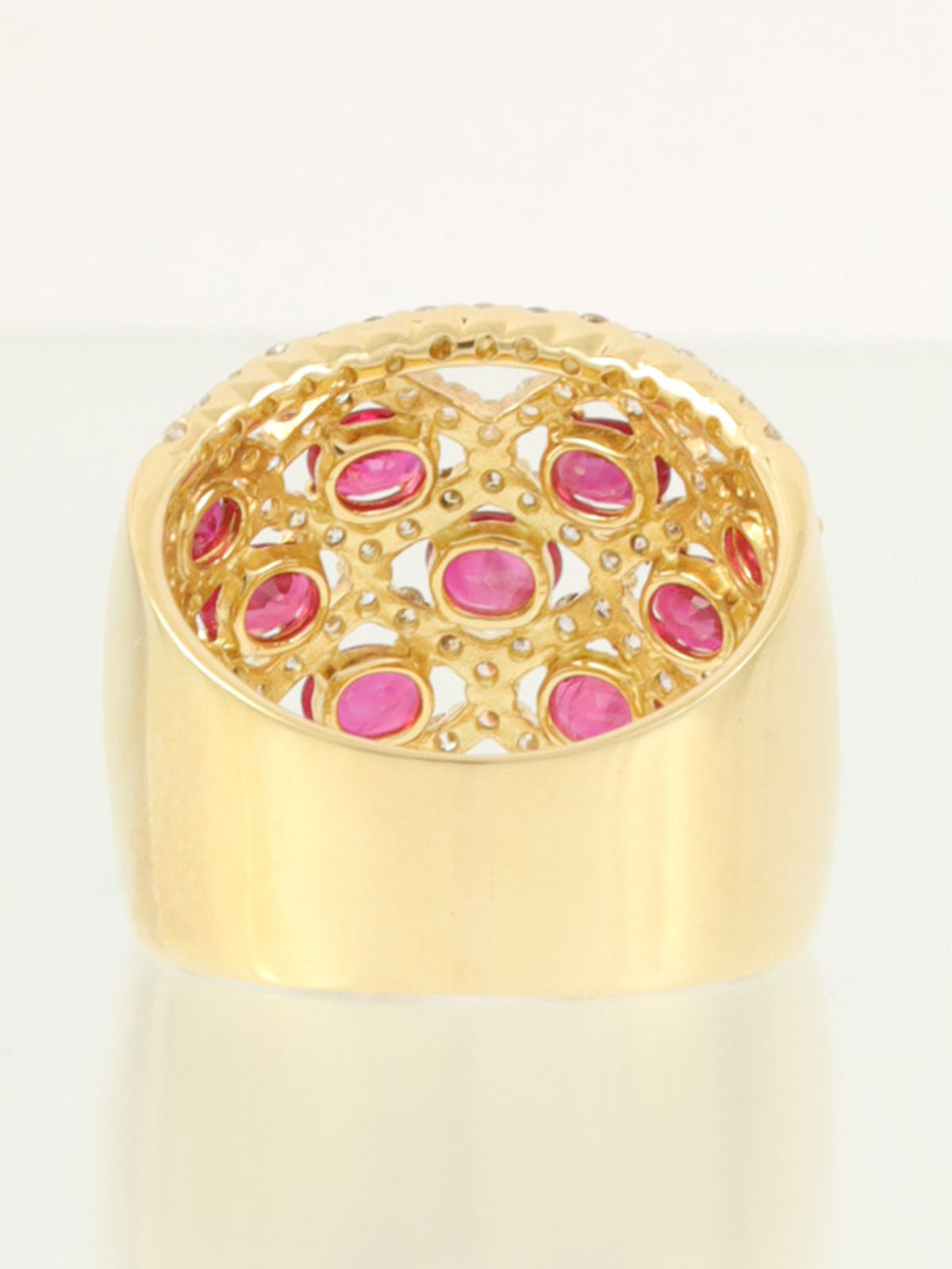 18Kルビーダイヤモンドデザインリング ゴールド/チェリーレッド