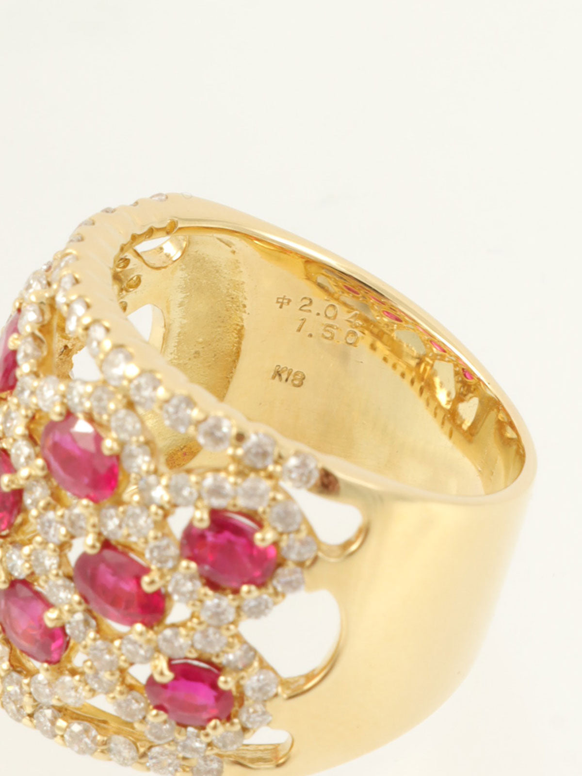 18Kルビーダイヤモンドデザインリング ゴールド/チェリーレッド