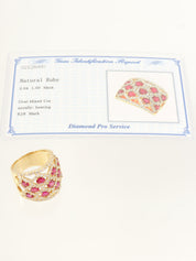 18K Gold/Cherry Red Ruby and Diamond Design Ring