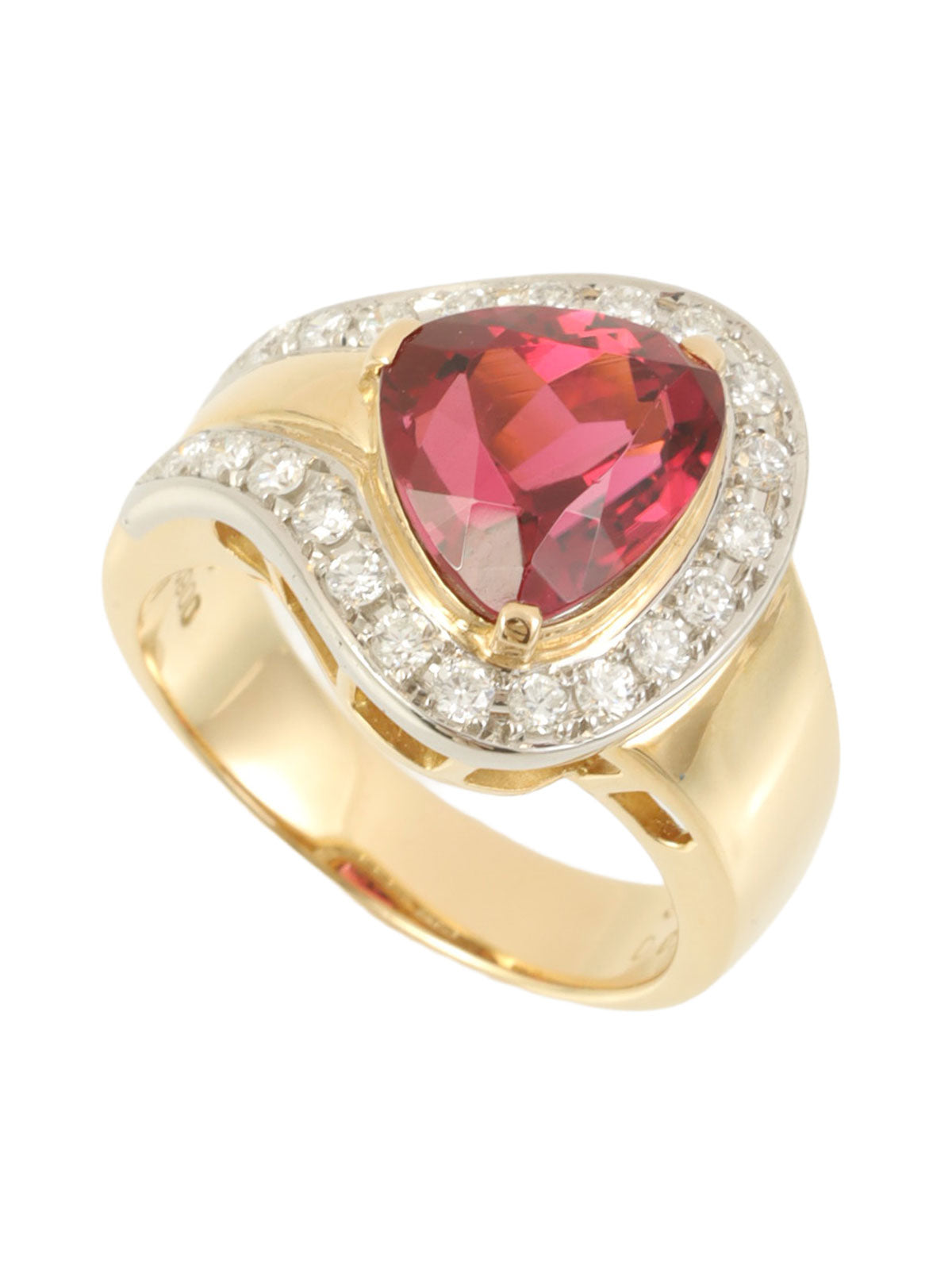 18K Platinum Tourmaline Diamond Ring in Gold/Red