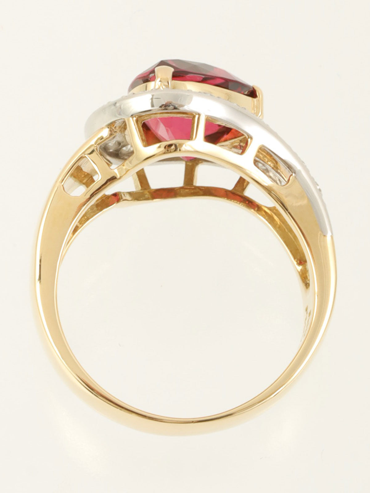 18K Platinum Tourmaline Diamond Ring in Gold/Red