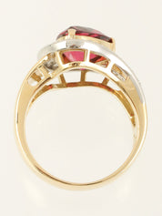 18K Platinum Tourmaline Diamond Ring in Gold/Red