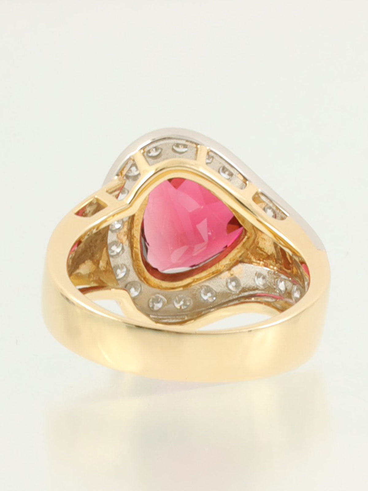 18K Platinum Tourmaline Diamond Ring in Gold/Red